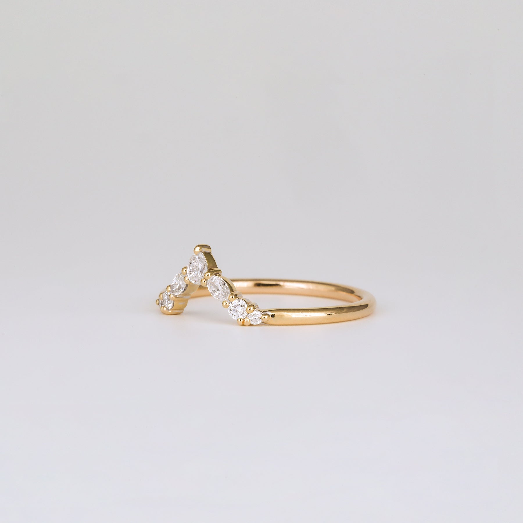 0.17 TCW Marquise, Pear & Round CVD Diamond V-Shaped Wedding Band