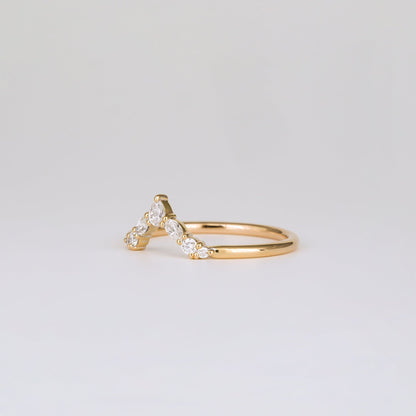 0.17 TCW Marquise, Pear & Round CVD Diamond V-Shaped Wedding Band