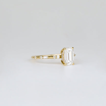 1.01 CT - 3.01 CT Emerald Cut Lab grown Diamond Side Stone Engagement Ring