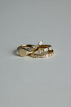 0.27 TCW Baguette & Round Moissanite Pave Bar set Wedding Band