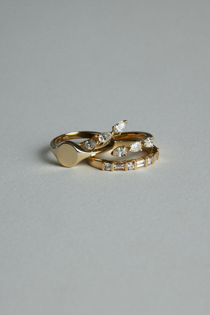 0.27 TCW Baguette & Round Moissanite Pave Bar set Wedding Band