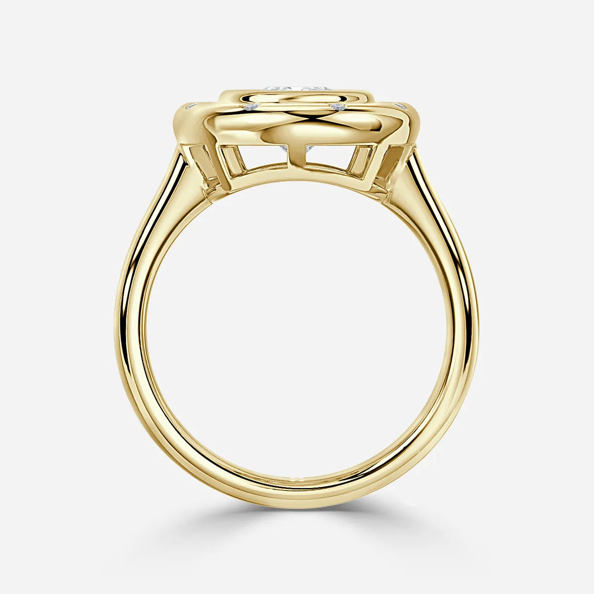 1 CT - 2 CT Round Cut Bezel Set Cluster Unique Moissanite Engagement Ring