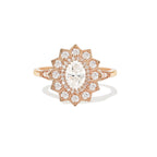 0.74 CT Oval Cut Moissanite Sunflower Style Mosaic Engagement Ring