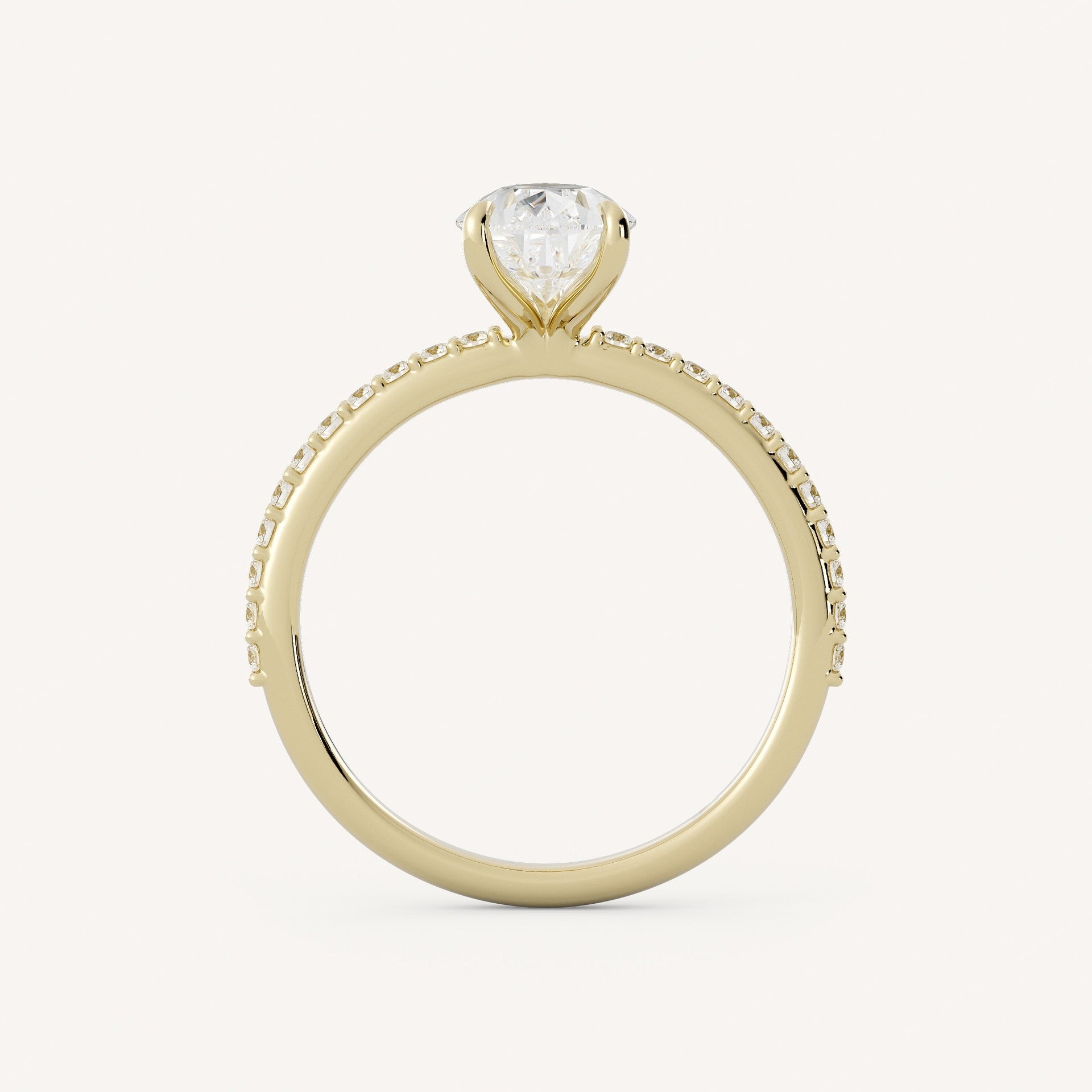 0.7 CT - 1.75 CT Pear Cut Lab grown Diamond Pave Engagement Ring