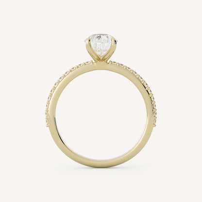 0.7 CT - 1.75 CT Pear Cut Lab grown Diamond Pave Engagement Ring