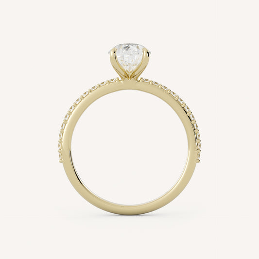 0.7 CT - 1.75 CT Pear Cut Lab grown Diamond Pave Engagement Ring