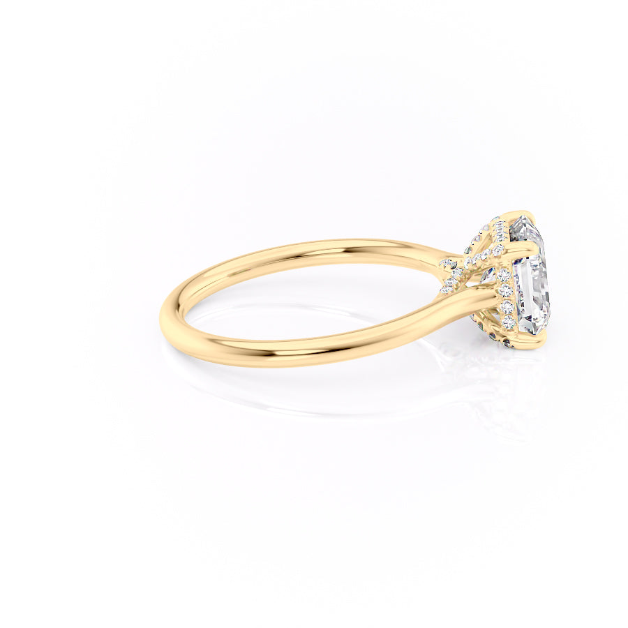 2 CT - 3 CT Asscher Cut Hidden Halo Moissanite Engagement Ring