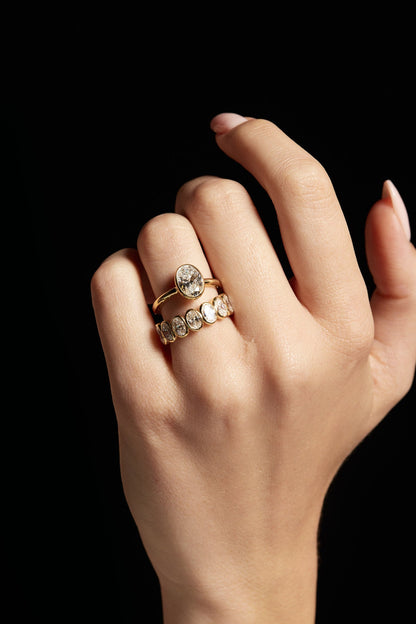 1 CT - 2 CT Oval Cut Lab grown Diamond Bezel Solitaire Engagement Ring