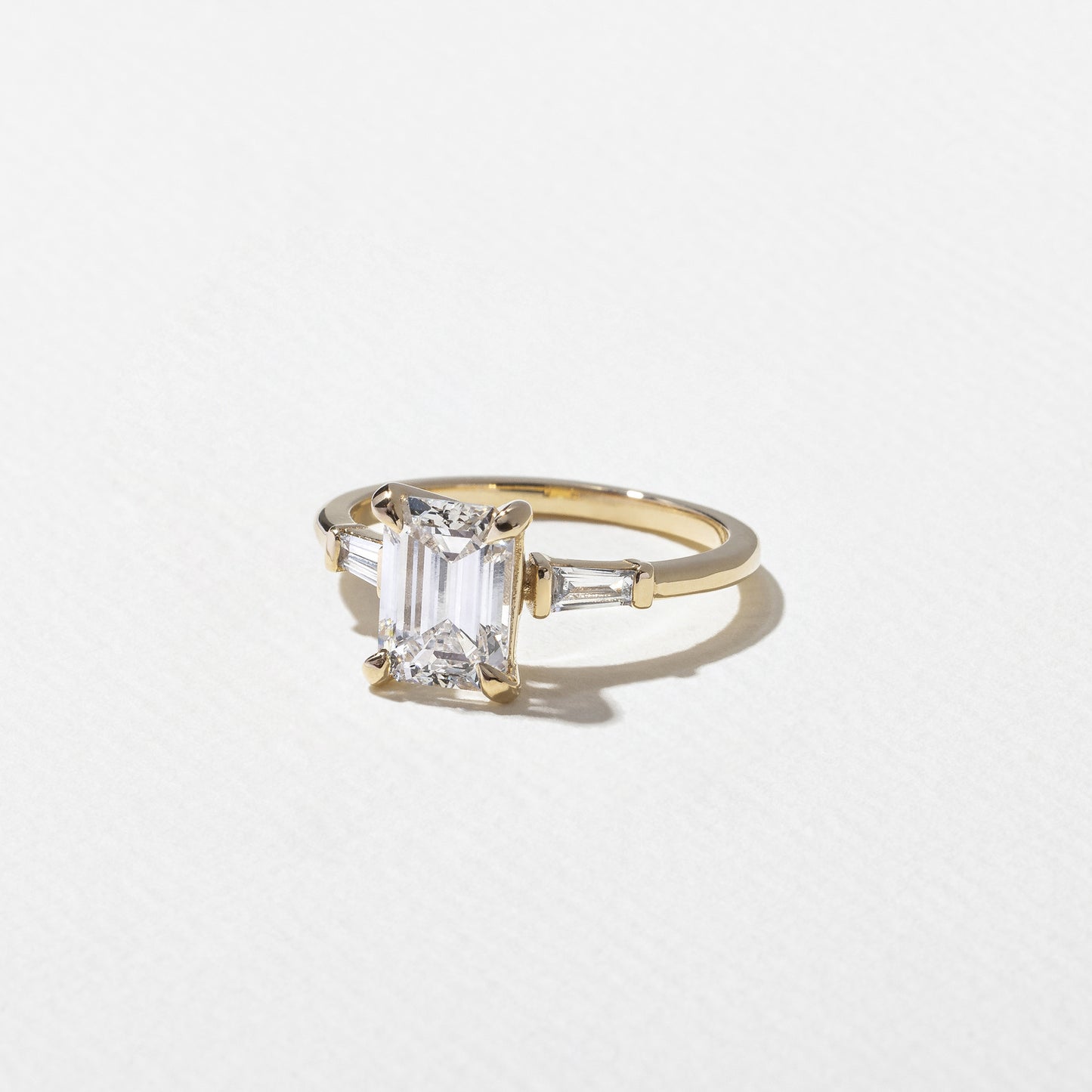 1.56 CT - 3.56 CT Emerald Cut Lab grown Diamond Three Stone Engagement Ring