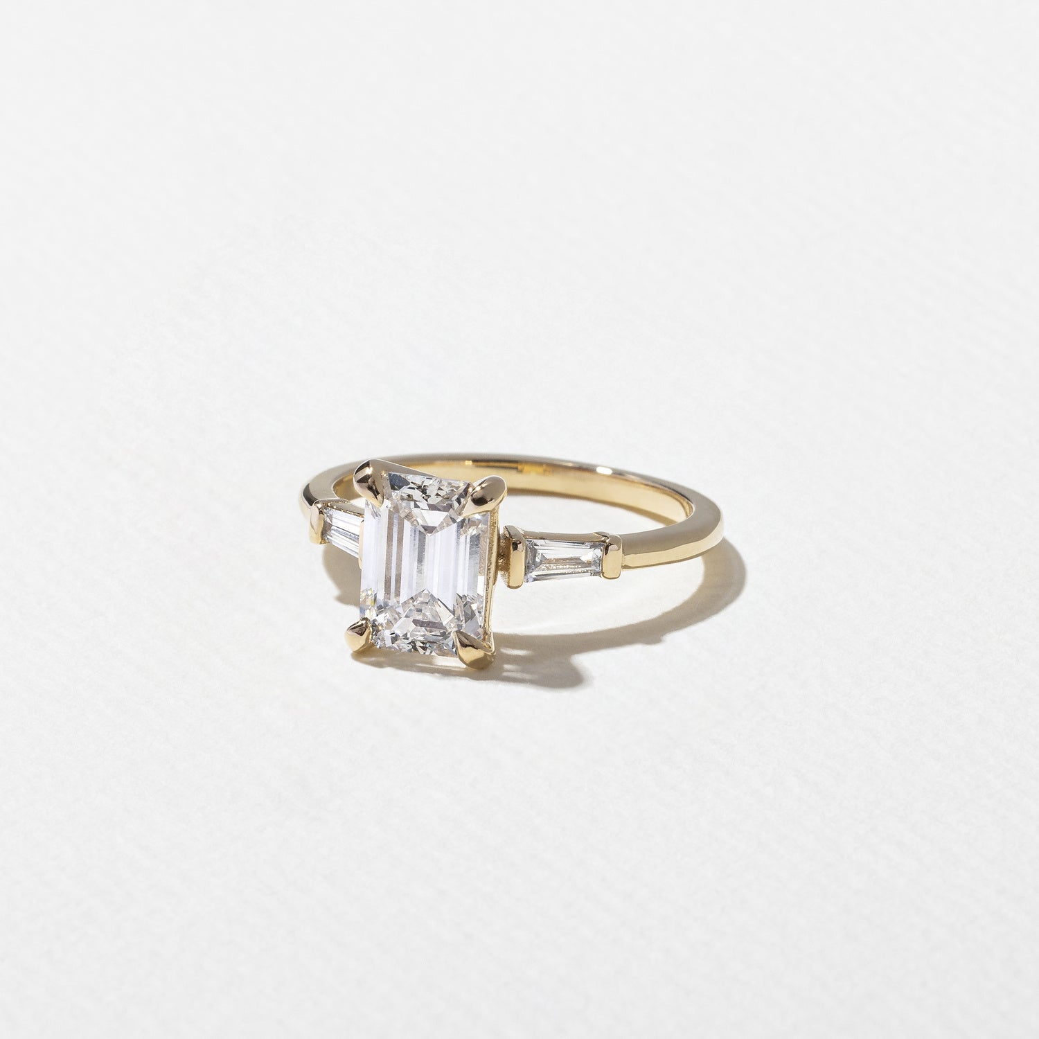 1.56 CT - 3.56 CT Emerald Cut Lab grown Diamond Three Stone Engagement Ring