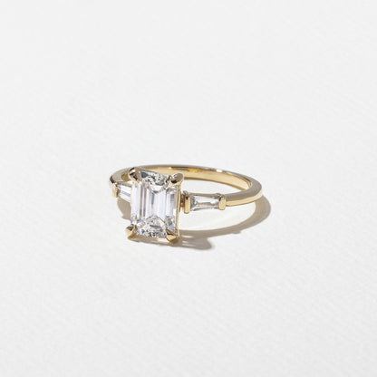 1.56 CT - 3.56 CT Emerald Cut Lab grown Diamond Three Stone Engagement Ring