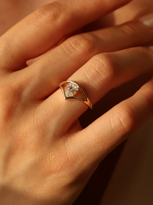 1 CT - 3 CT Pear Cut Lab grown Diamond Split Shank Solitaire Engagement Ring