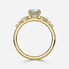 1.3 CT - 2.5 CT Oval Cut Cluster With Chevron Style Band Moissanite Engagement Ring