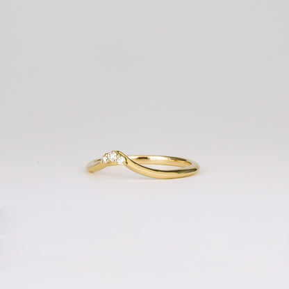 0.04 TCW Round CVD Diamond Trio Subtle V-Shaped Wedding Band