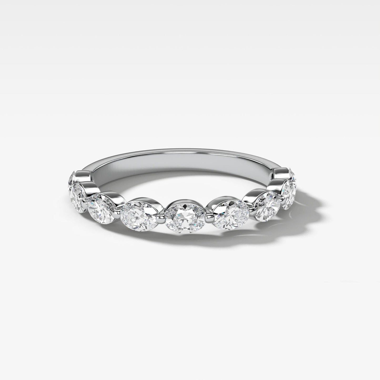 0.9 TCW Oval CVD Diamond Dainty Wedding Band