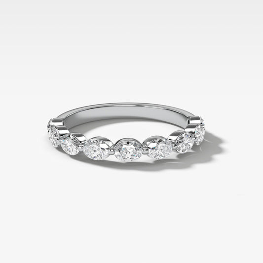 0.9 TCW Oval CVD Diamond Dainty Wedding Band