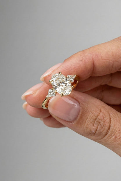 2.02 CT - 3.02 CT Oval Cut Lab grown Diamond Three Stone Engagement Ring