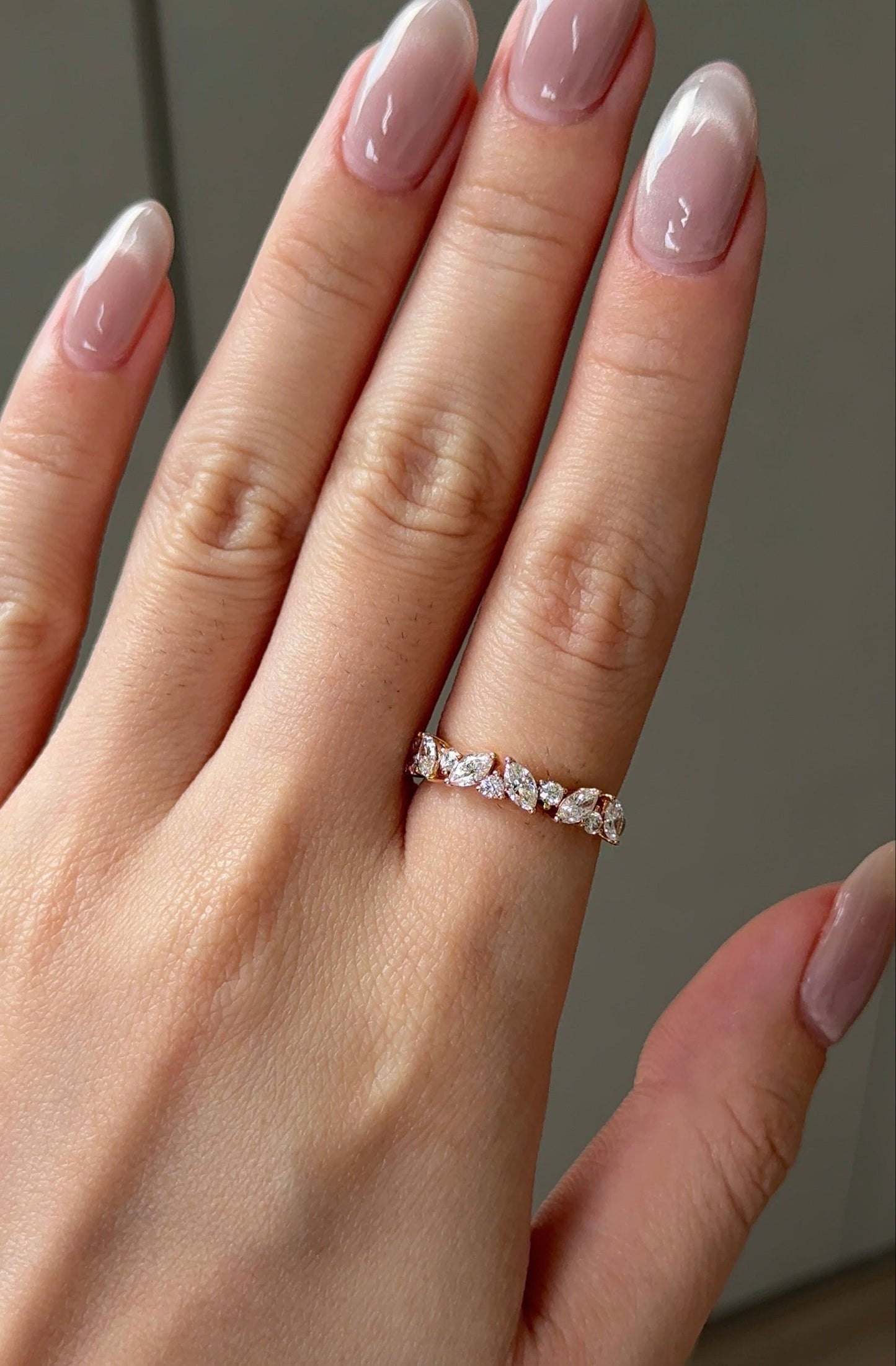 1.14 TCW Round & Marquise CVD Diamond Pave Wedding Band