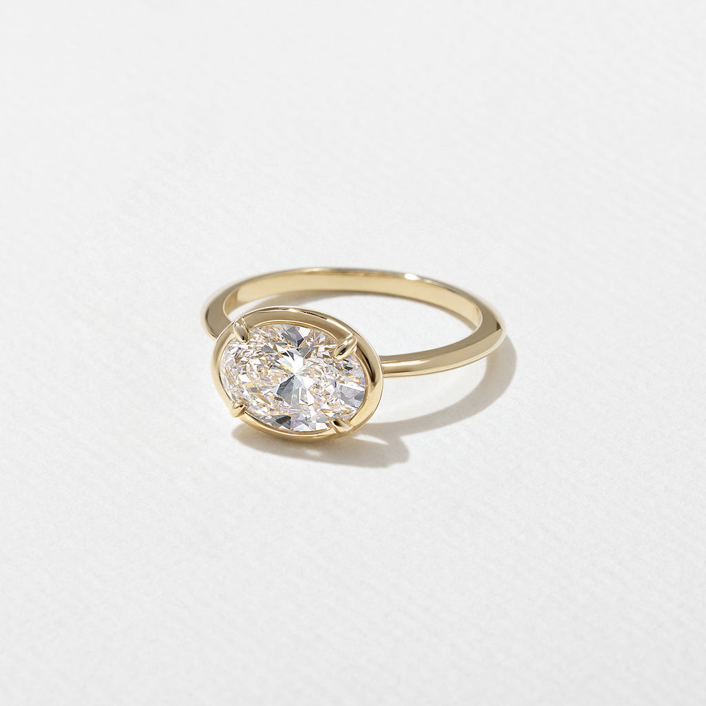1.82 CT - 2.82 CT Oval Cut Lab grown Diamond Solitaire Bezel Setting Engagement Ring