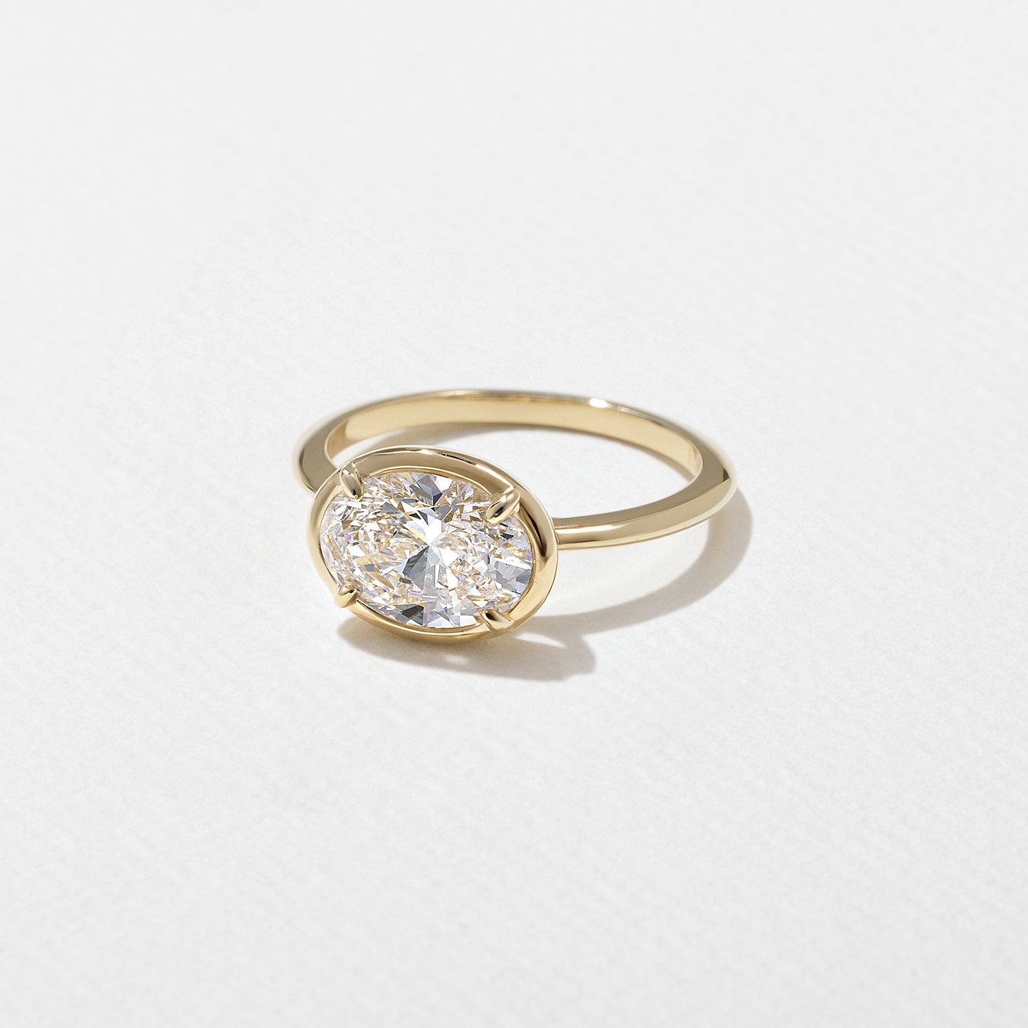 1.82 CT - 2.82 CT Oval Cut Lab grown Diamond Solitaire Bezel Setting Engagement Ring