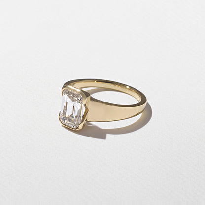 1.09 CT -3.09 CT Emerald Cut Lab grown Diamond Half Bezel Solitaire Engagement Ring