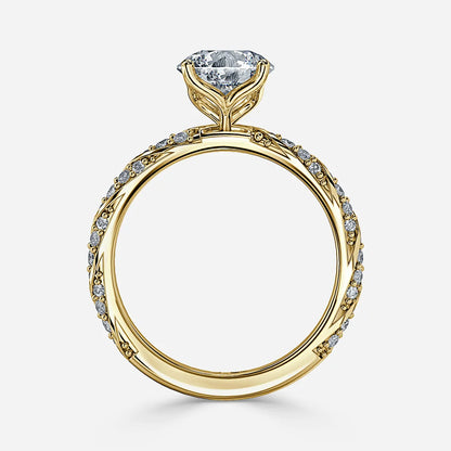 1.7 CT - 2.8 CT Round Cut Twisted Pave Moissanite Engagement Ring