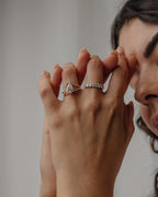 1.85 CT - 2.85 CT Pear Cut Lab grown Diamond Side Stones Engagement Ring