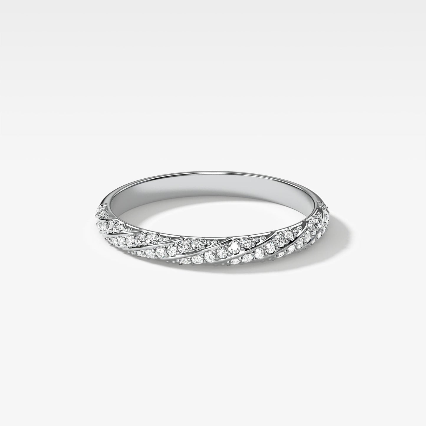 0.4 TCW Round CVD Diamond Twisted Pave Wedding Band