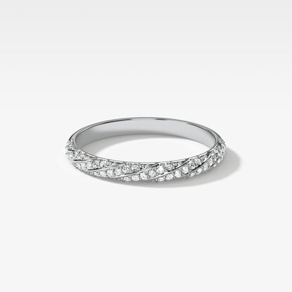 0.4 TCW Round CVD Diamond Twisted Pave Wedding Band