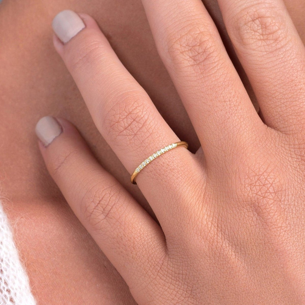 0.066 TCW Round Moissanite Thin Stacking Wedding Band