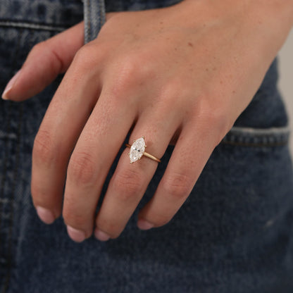 1 CT - 2 CT Marquise Cut Lab grown Diamond Solitaire Engagement Ring