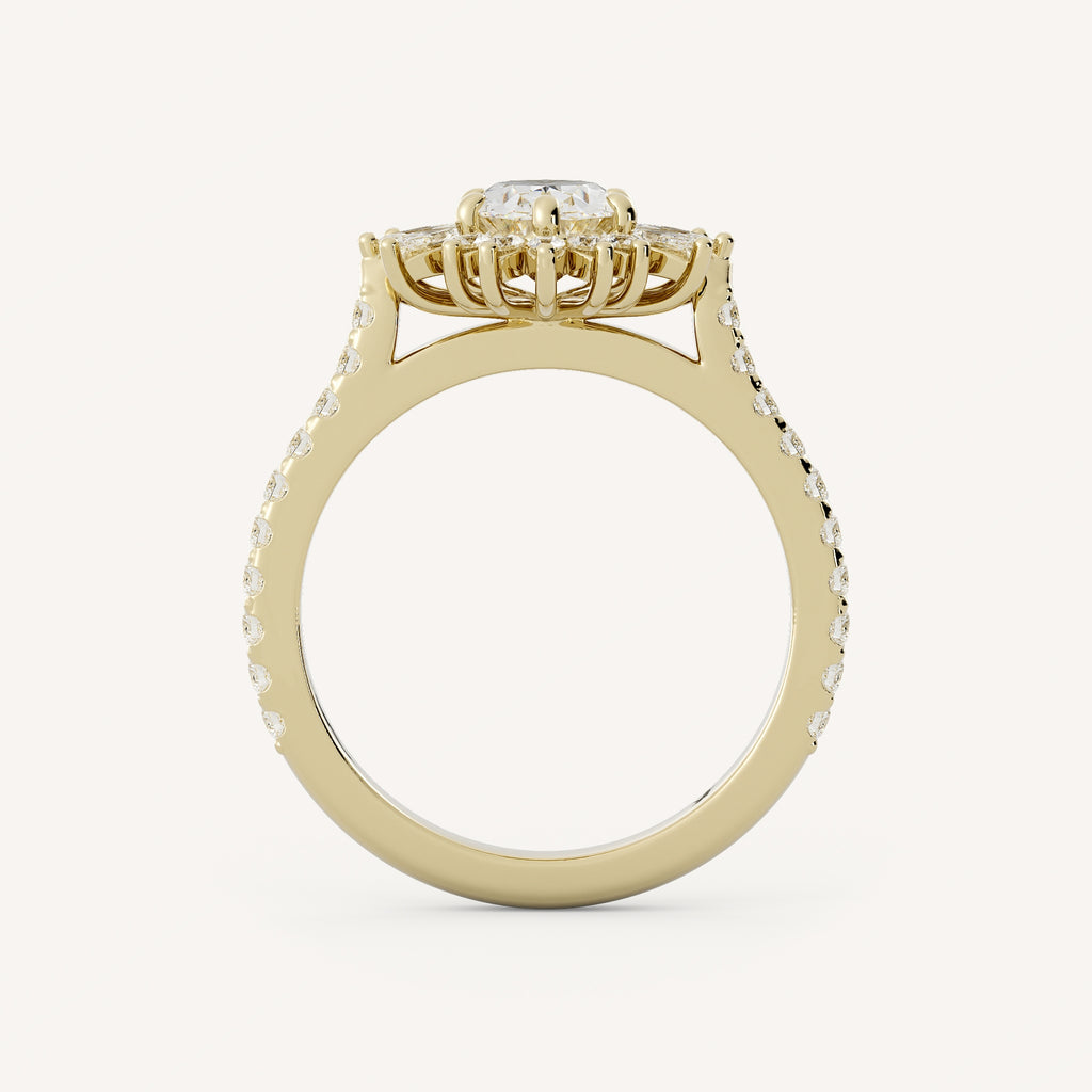 0.75 CT - 1.25 CT Oval Cut Lab grown Diamond Halo & Pave Setting Engagement Ring