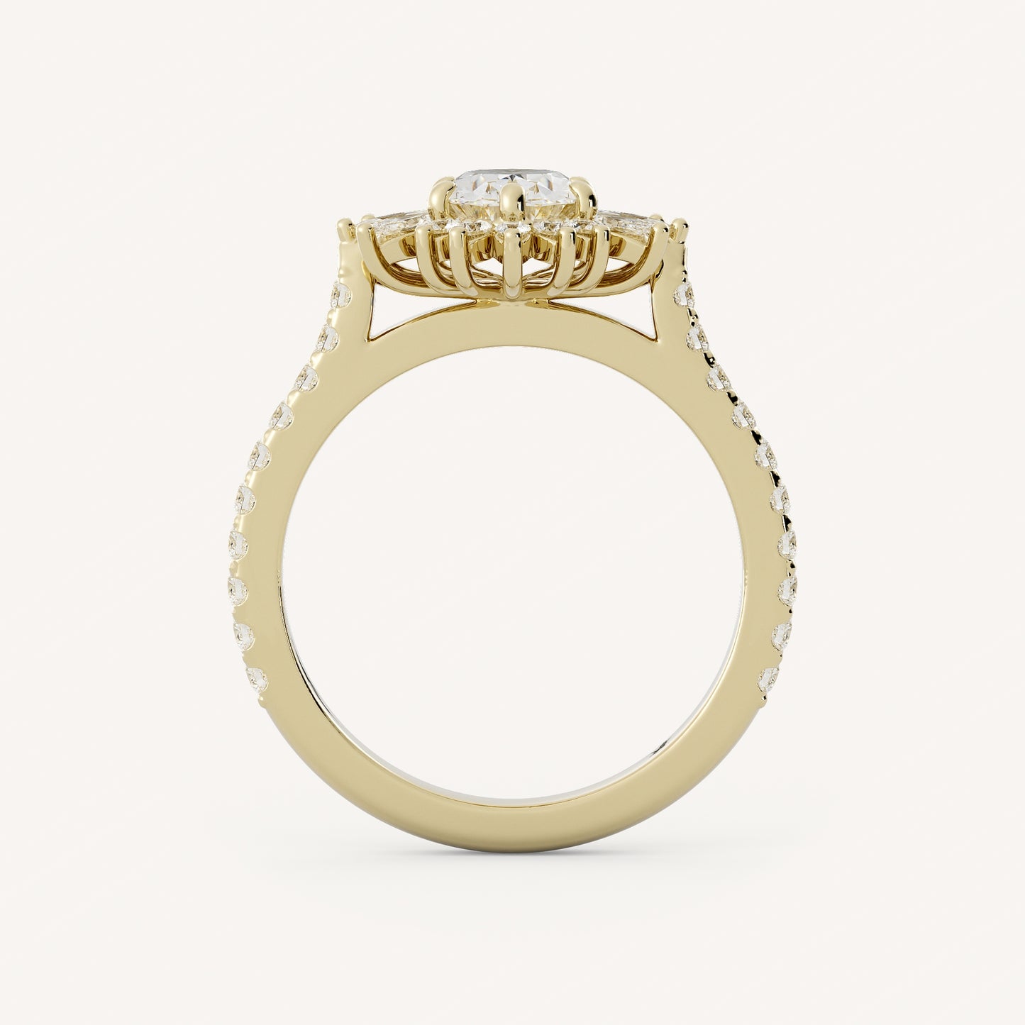 0.75 CT - 1.25 CT Oval Cut Lab grown Diamond Halo & Pave Setting Engagement Ring