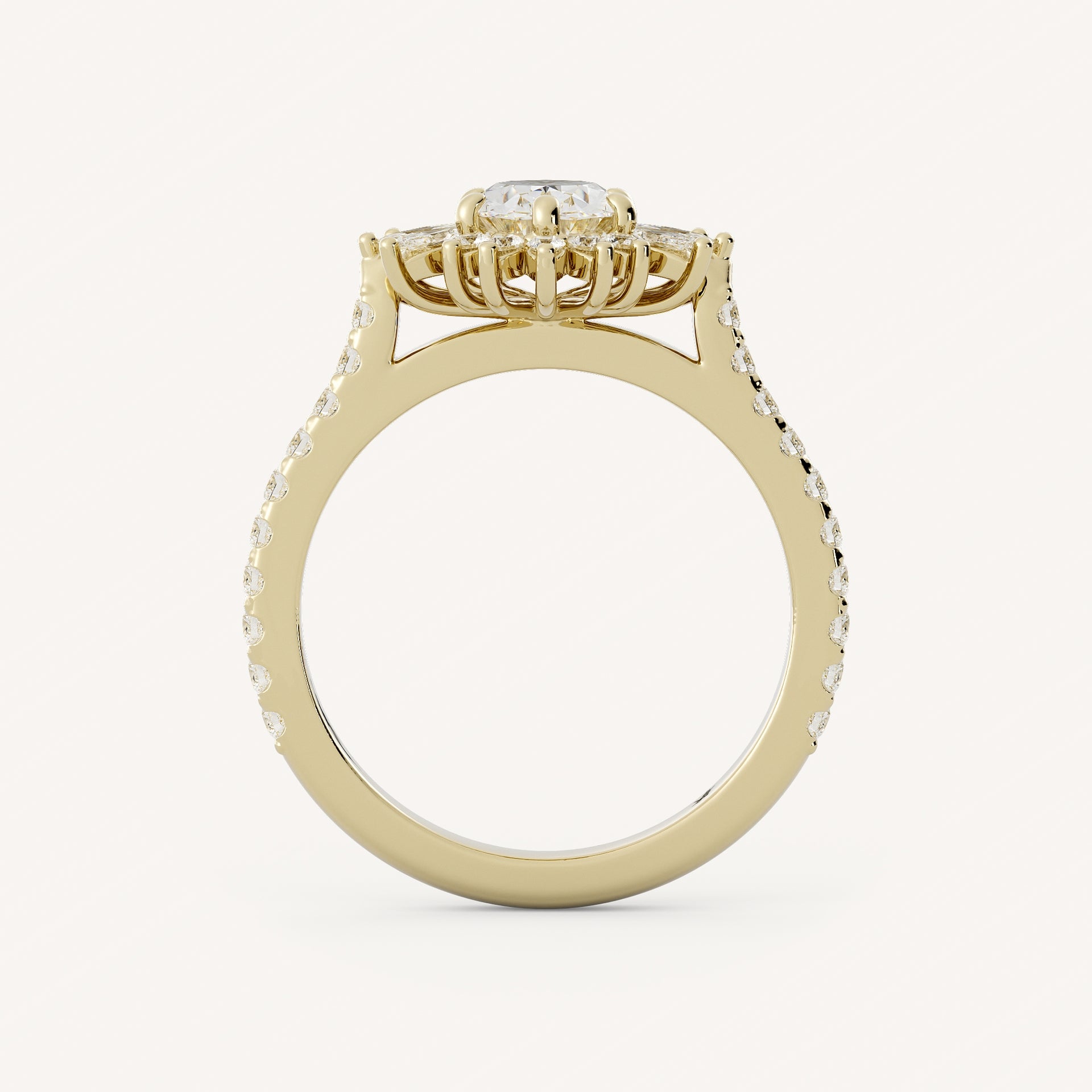 0.75 CT - 1.25 CT Oval Cut Lab grown Diamond Halo & Pave Setting Engagement Ring