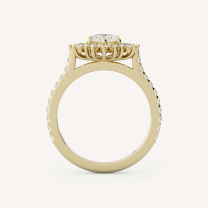 0.75 CT - 1.25 CT Oval Cut Lab grown Diamond Halo & Pave Setting Engagement Ring