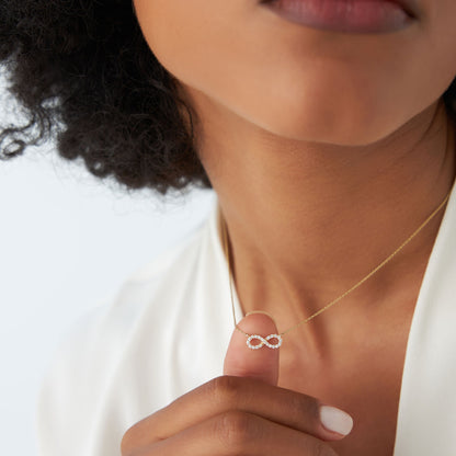 0.15 TCW Round Moissanite Diamond Infinity Necklace