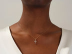 0.22 TCW Round Moissanite Diamond Cross Pendant Necklace
