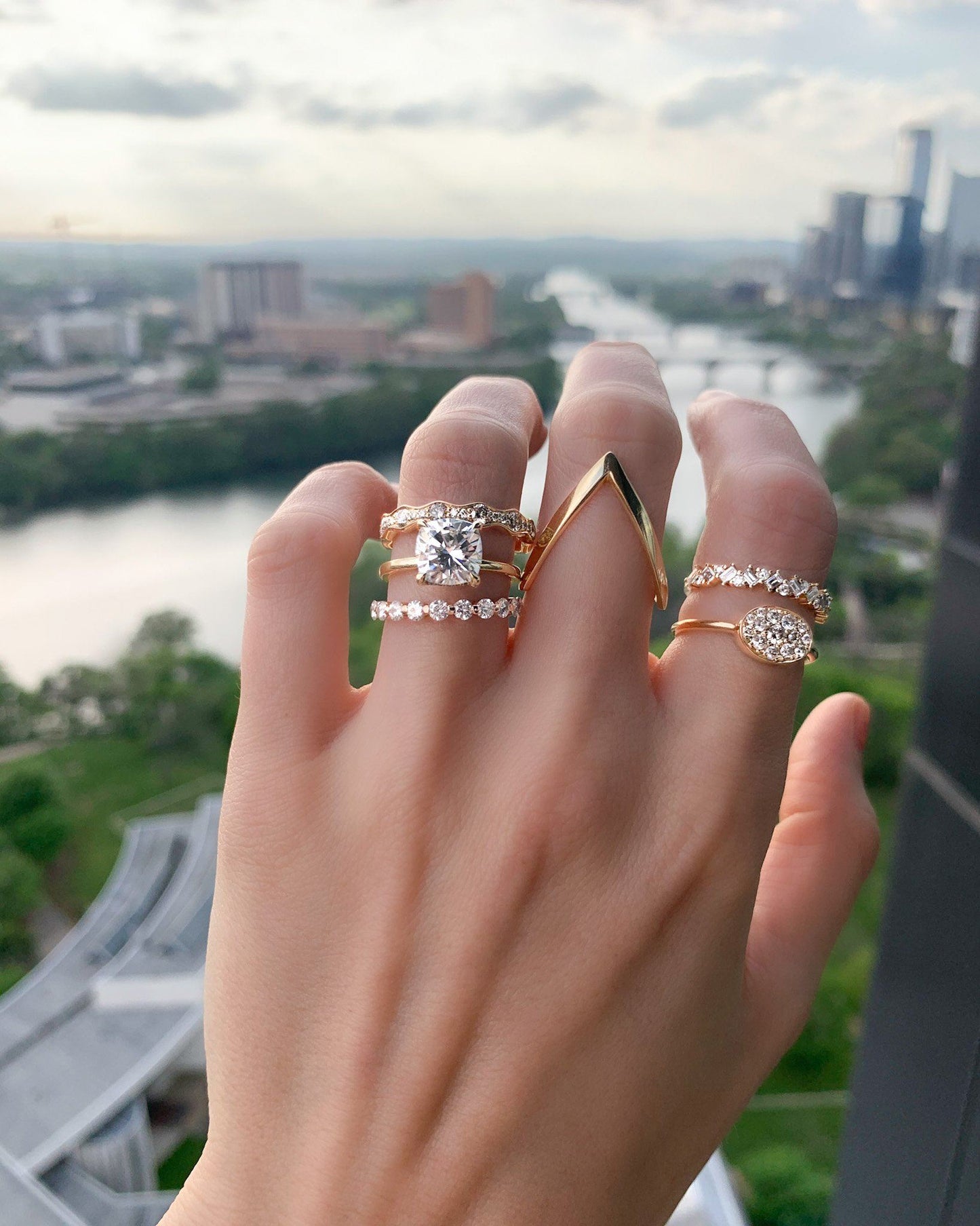 0.55 TCW Round CVD Diamond Pave Ripple Wedding Band