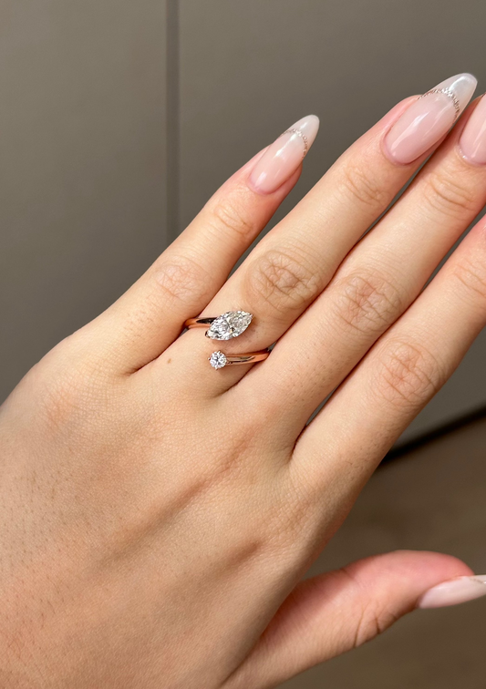 1 CT Marquise Cut Lab grown Diamond Cuff Engagement Ring