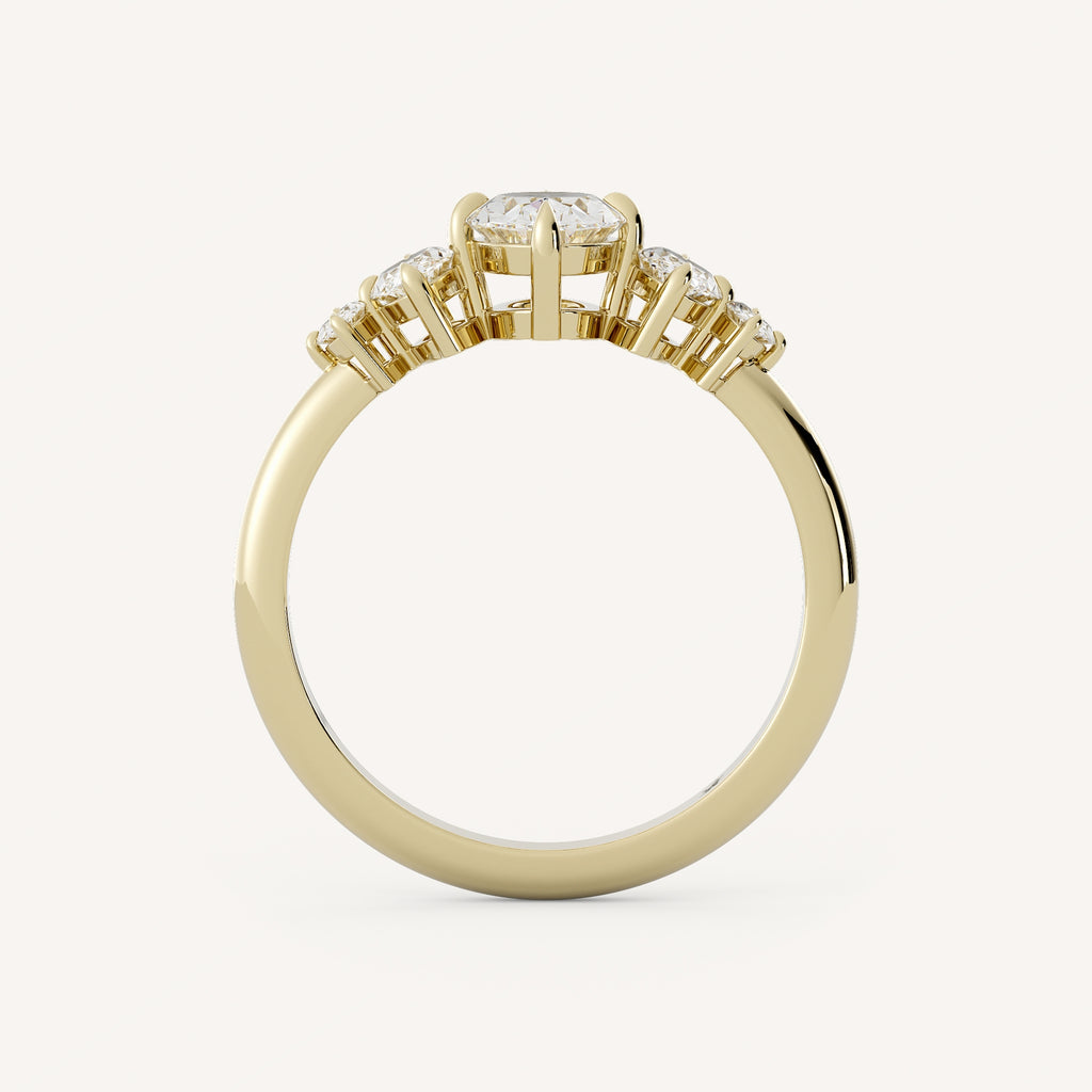 1.2 TCW Oval Cut Lab grown Diamond Five Stone Engagement Ring