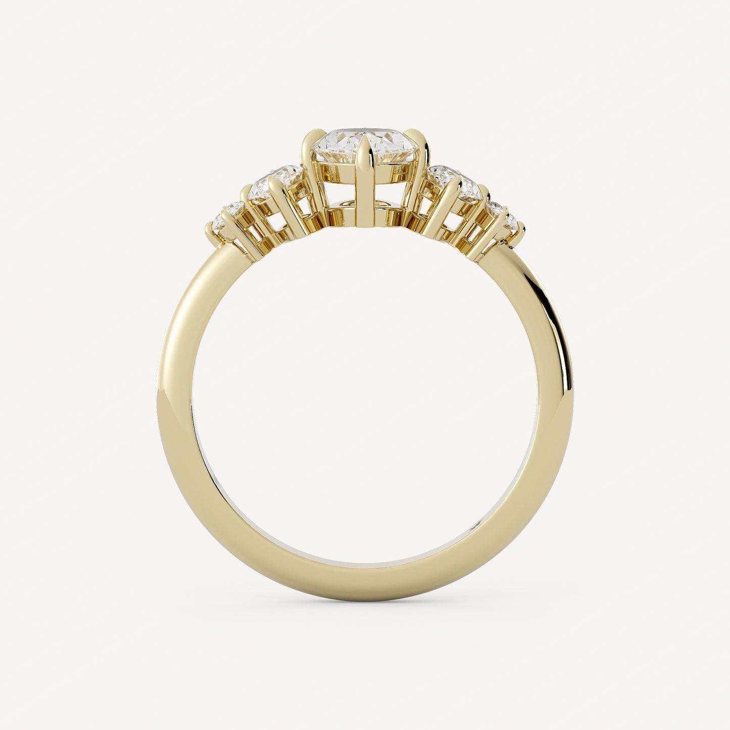 1.2 TCW Oval Cut Lab grown Diamond Five Stone Engagement Ring