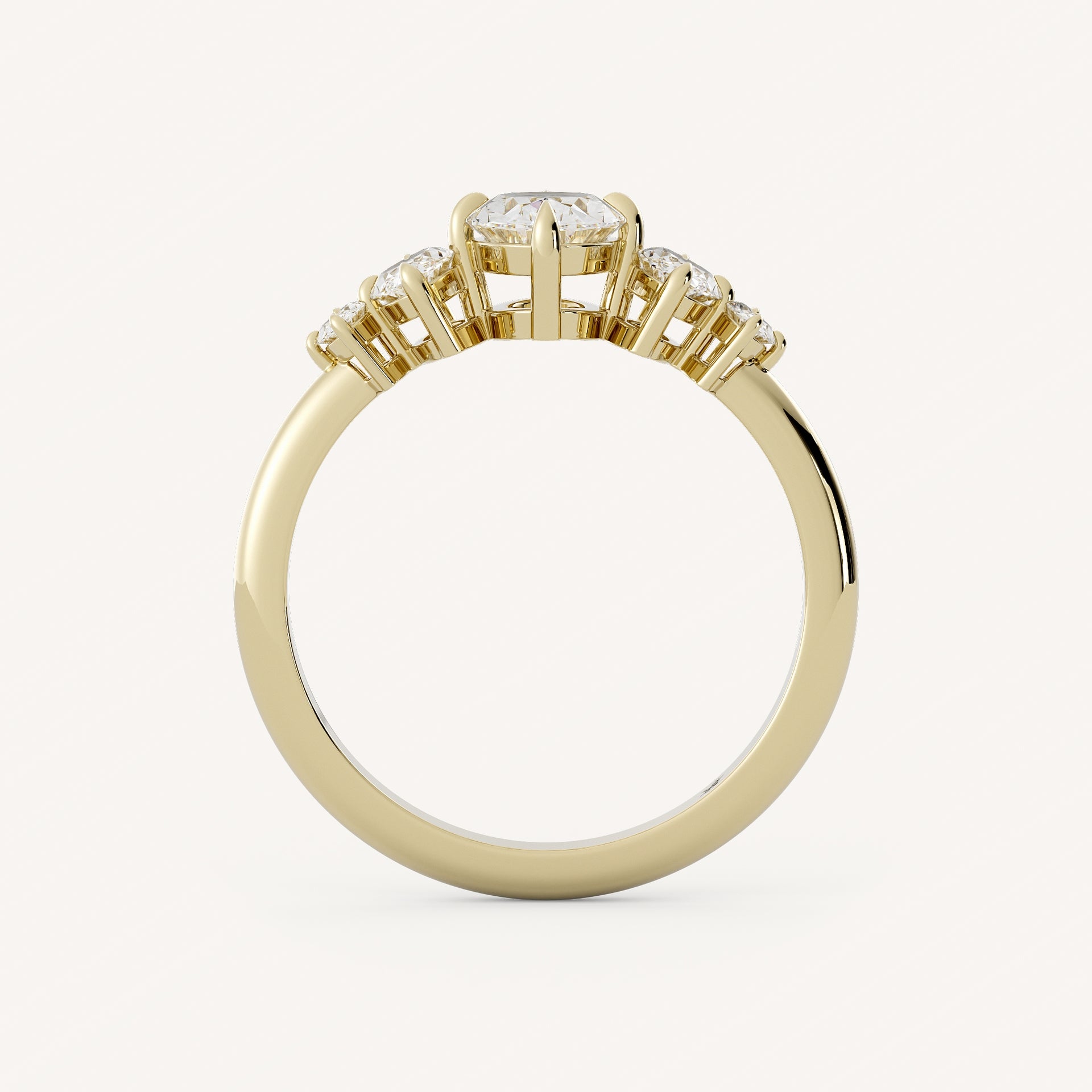 1.2 TCW Oval Cut Lab grown Diamond Five Stone Engagement Ring