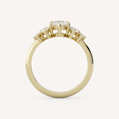 1.2 TCW Oval Cut Lab grown Diamond Five Stone Engagement Ring