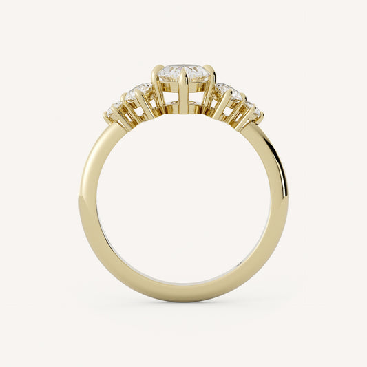 1.2 TCW Oval Cut Lab grown Diamond Five Stone Engagement Ring