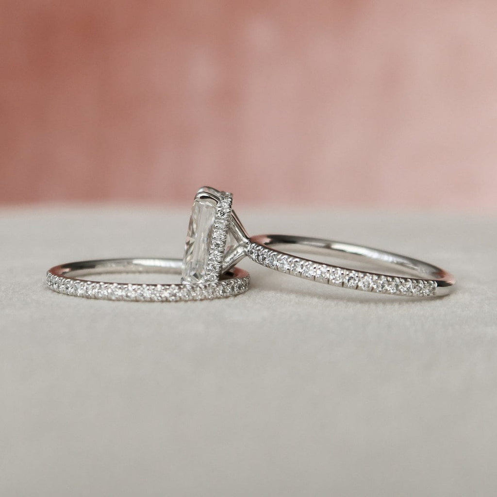 3.0 CT Radiant Cut Hidden Halo Moissanite Eternity Bridal Set