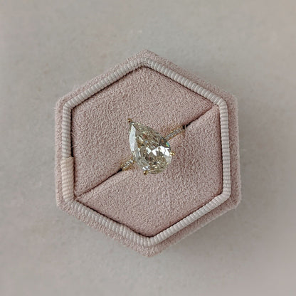 3 CT Pear Cut Hidden Halo & Pave Moissanite Engagement Ring