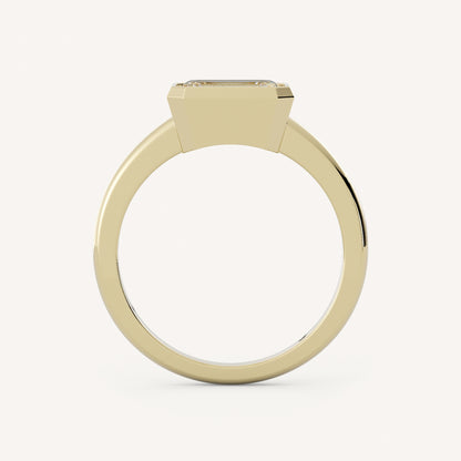 1 CT - 3 CT Emerald Cut Lab grown Diamond Bezel Setting Solitaire Engagement Ring