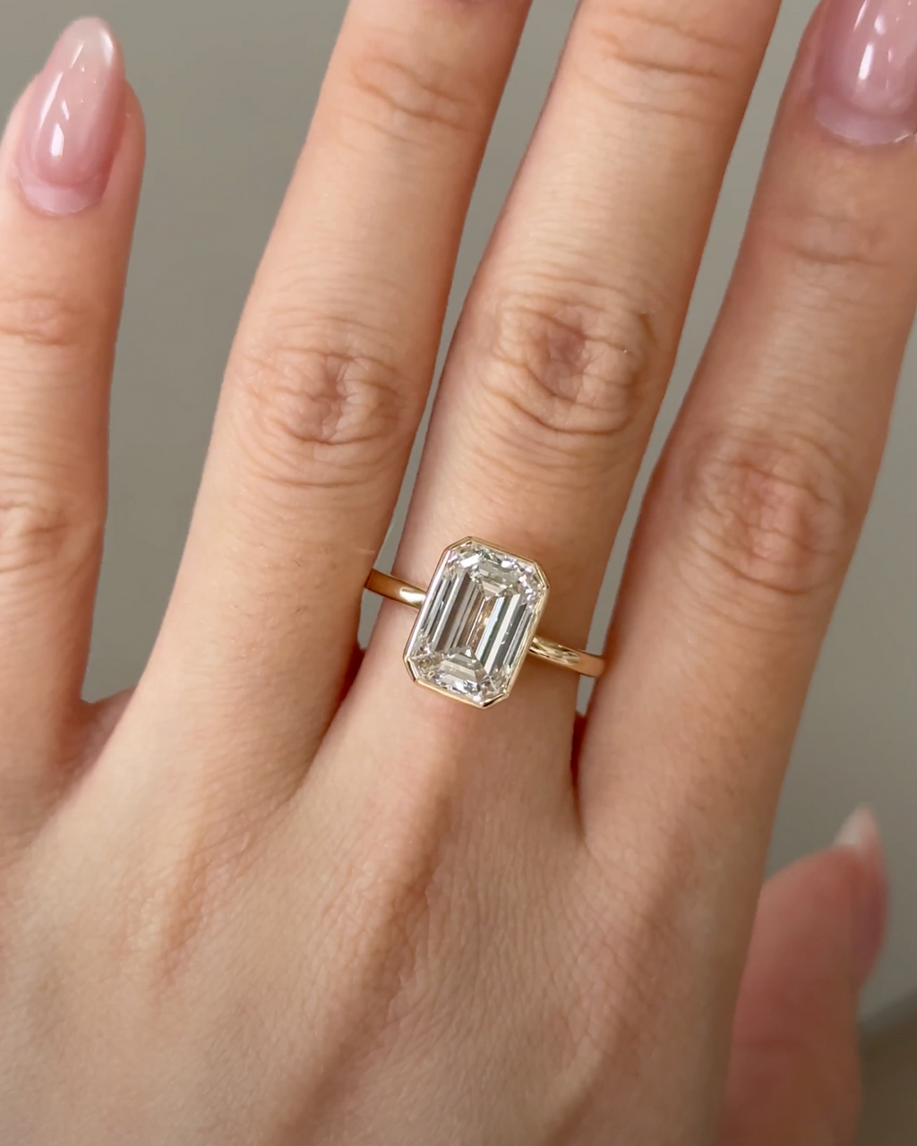 4 CT Emerald Lab grown Diamond Bezel Engagement Ring