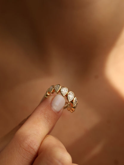 3.2 TCW Pear CVD Diamond Bezel Eternity Wedding Band