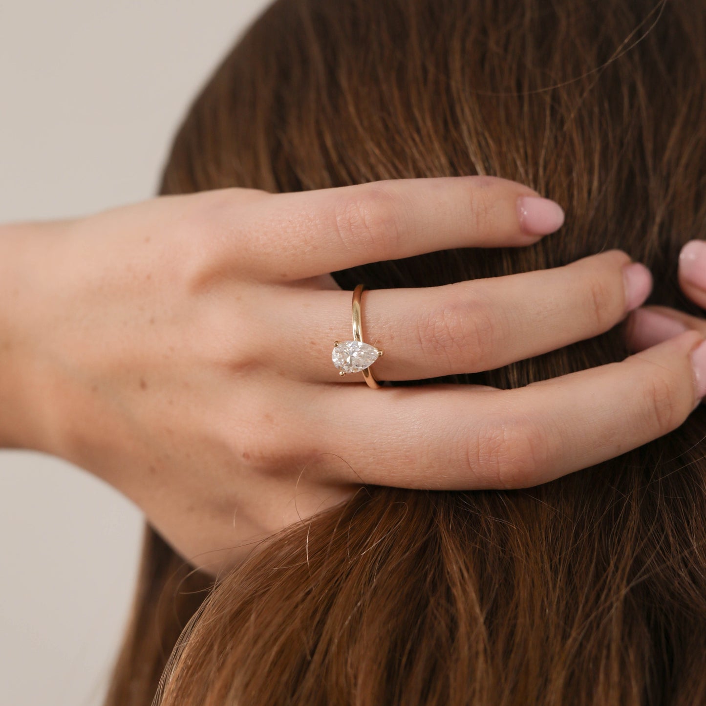 0.7 CT - 1.5 CT Pear Cut Lab grown Diamond Solitaire Engagement Ring